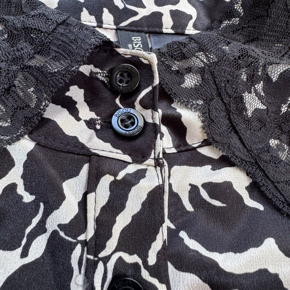 Bisou Bisou Shirt dress Size Large Black and Cream Geometric Short Lleeve - Picture 7 of 16